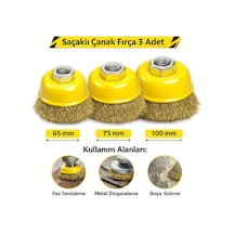 Saçaklı Çanak Fırça 65mm 75mm 100mm 3'lü Set Yüzey Temizleme Boya Sökme Fırçası