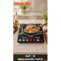 Musullu German 3500W Elektrikli Ocak Şık Tasarımlı Tek Gözlü İndüksiyonlu Cam Yüzey - Siyah
