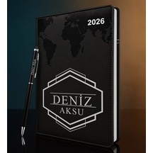 Bk Gift Kişiye Özel İsimli Termo Sert Kapak 2026 Siyah Ajanda & Kalem -4, Öğretmenler Günü Hediyesi, Yeni İş Hediyesi 35337 Bk Gift Renkli