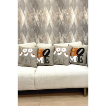 4 Lü Dekoratif Pamuklu Kırlent Kılıfı Seti 2 Papatya 2 Home Modern Boho Etnik Çift Katlı Kumaş Bej Bej