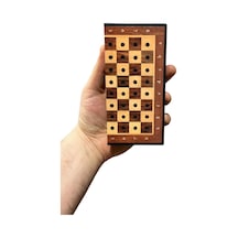 Gifthome Pocket Serisi Küçük Boy Metal Antik Taş Ve Ceviz Desenli Kutulu Klasik Satranç Takımı 13,5 X 13,5 Cm.