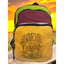 Kaliteli Vintage Disayn Sırt Gezi Çantası New Patchwork 5017 Turuncu