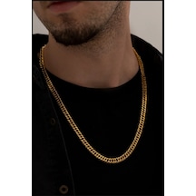 Osmanlı Gümüş Gurmet Model 7 MM Gold Erkek Çelik Kolye Altın