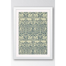 William Morris Brother Rabbit Kardeş Tavşan Desenli Çerçeveli Tablo Viktorya Serisi Duvar Dekoru Beyaz