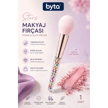 Stars Pudra Ve Allık Fırçası Yumuşak Kıllı Işıltılı Taşlı Saplı Makyaj Fırçası