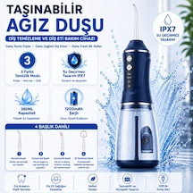 Polham Taşınabilir Şarjlı Ağız Duşu 380 Ml Diş Ve Diş Eti Bakım Cihazı ,1200 Mah, Ipx7 Su Geçirmez, 3 Temizlik Modlu, 4 Başlıklı
