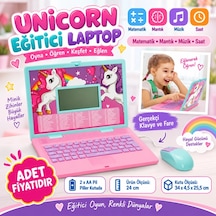 Eğlenceli Sesli Unicorn İngilizce Türkçe Laptop Çok Renkli