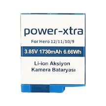 Power-xtra - Hero 9/10/11/12 - 3.85v 1730 Mah Li-ion Aksiyon Kamera Bataryası