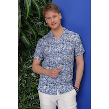 Efor G 1538 Slim Fit Lacivert-beyaz Klasik Gömlek Lacivert