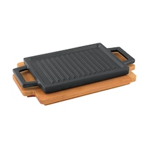Lava Döküm Dikdörtgen Hot Plate, ahşap altlıklı. Ölçü 22x15cm.