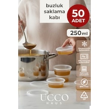50 Adet 250 Ml Sızdırmaz Kapaklı Sosluk Buzluk Saklama Kabı, Et Suyu, Kemik Suyu Mutfak Organizeri Şeffaf