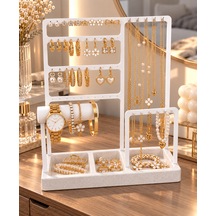 3d Baskı Beyaz Takı Organizeri Takılık Kolye Küpe Bileklik Yüzük Düzenleyici