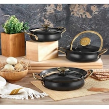 Oms Bakraç 6 Parça Granit Sahan Seti Siyah 152.3724