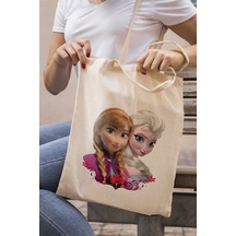 Bag Elsa-Anna Kardeşler Baskılı Alışveriş Plaj Bez Çanta