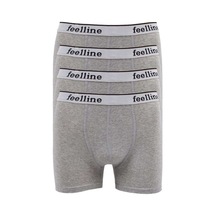 4 Adet Feelline Gri Pamuklu Doğal Likralı Erkek Boxer M Gri