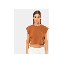 Türen Kadın Vatka Görünümlü Crop T-shirt 3402/tarçın 001
