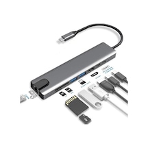 Alfalink Al-c80 Type-c 8 İn 1 4k Çevirici Hdmı - 2port Usb - 2port Type C - Rj45 - Sd - Mıcro Sd