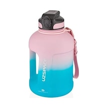 Uzspace 1700ml Çift Renk Pipetli Taşıma Askılı Kulplu Softtouch Motivasyon Su Matarası Pembe-mavi Diğer
