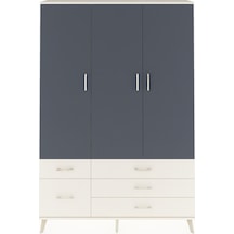 Arges Dolap 5 Raflı 5 Çekmeceli Tek Askılı 132x30x195 Aytaşı-antrasit/aytaşı Antrasıt/aytası