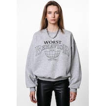 Madmext Mad Girls Gri Kadın Sweatshirt Mg925 Gri