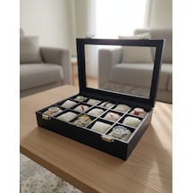 Ahşap Saat Kutusu, 15 Li Camlı