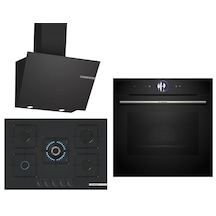 Bosch Black Deluxe HBG7764B1 4D Hot Air - PNQ7B6P31O 3D Fry 75 CM Wok Bek - DWK66PJ60T 3 Lü Ankastre Set 607