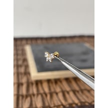 Yüksek Kalite G23 Titanium Fiyonk Zirkon Altın Titanyum 6 X 1.2 MM Labret Piercing Altın