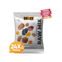 Snack Çiğ Karışık Kuruyemiş 24x30 Gr Premium Doğal Fıstık İncir Üzüm Fındık Kayısı Badem Atıştırmalık 720 Gr 720 G