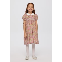 Panço Liberty Kumaş Çiçek Desenli Kız Çocuk Elbise 5621gk26008 Pembe