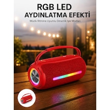 360 Rgb Led'li Taşınabilir Bluetooth Hoparlör Kırmızı, Usb/tf Destekli - Lisinya