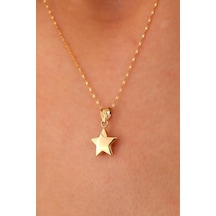 Sefa Gold 14 Ayar Altın Yıldız İnce Aynalı Zincir Kolye