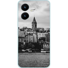Vivo Y22 Uyumlu Galata Kulesi Ve Deniz Manzaralı Baskılı Silikon Kılıf Renkli