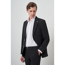 Morven Erkek Siyah Trend Çizgili Slim Fit Mono Yaka Takım Elbise 25ms001018001 Siyah