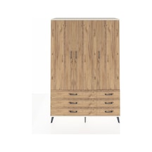 Hyperion Dolap 5 Raflı 6 Çekmeceli Tek Askılı 132x44x195 Aytaşı-çam/çam Atlas Çam/atlas Çam