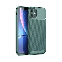 Apple iPhone Uyumlu  11 Uyumlu Kılıf Auto Focus Karbon Kapak - Koyu Yeşil