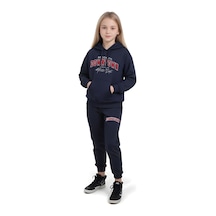 Fyk Kids Kız Çocuk Kapüşonlu Yazı Baskı Detaylı Eşofman Takımı Lacivert