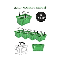 5 adet 22Litre Market ve Alışveriş Sepeti, Saplı Market Sepeti Y