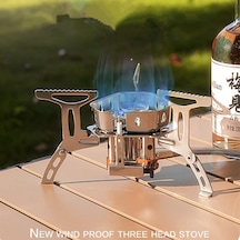 Rüzgar Geçirmez Gazlı Isıtıcı Taşınabilir Üç Çekirdekli Seyahat Ocağı Çok Renkli