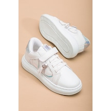 Kız Çocuk Spor Ayakkabı Beyaz Yan Püskül Dikişli Taban-3624 Beyaz