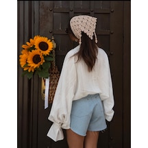 Algebutik Krem El Örgüsü Üçgen Bandana