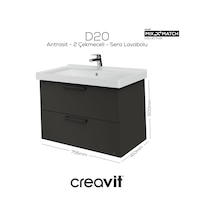 Creavit D20 80 Cm İki Çekmeceli Lav. Dlb. Antrasit Melamin