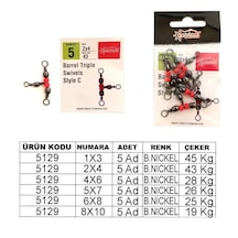 Captain 5129 Üçlü Boncuklu T Fırdöndü 5li Paket Black Nikel 6x8