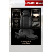 Citron C3 2026 Uyumlu Premium Lüks Siyah Renk 2 Adet Minder Ve Yastık