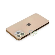 Mey İthalat iPhone Uyumlu 11 Pro Max Renkli Kamera Lens Koruma Cam - Yeşil-sarı
