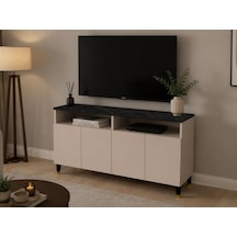 Yamaç Modern Tv Ünitesi 4 Kapaklı Ayaklı Televizyon Dolabı Salon Mobilyası Krem