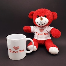 I Love You Baskılı Kupa Ve Kırmızı Ayıcık Seti Tgtatgsboer4xszp0hb Çok Renkli