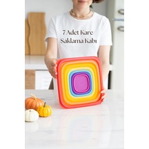 Kare 7 Parça Hava Almaz Sızdırmaz Saklama Kabı Seti Renkli Kapak 200/330/630/1100/1800/3300/5600 Ml Çok Renkli