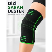 Siyah Yeşil Diz Desteği Esnek Örme Kumaşlı Spor Dizlik Çok Renkli