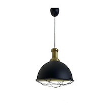 Rsylight Retro Metal Dekoratif Siyah Kafesli Tekli Sarkıt Avize Çap 33cm Beyaz