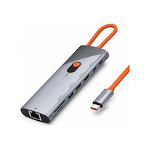 Type-c Hub Pd 100w Hdmı 4k 60hz Gigabit Lan Kart Okuyucu 9 Port 5 Gbps Gri Hdx7879